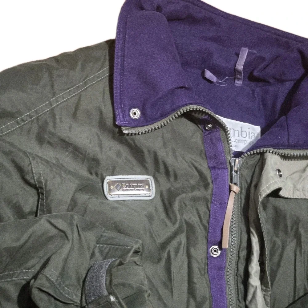 Columbia Men's Sz M Radial Sleeve Green Purple Vintage Jacket‎ Full Zipper Retro